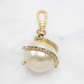 Spiral Glass Pearl Vintage Lulu Charm in Crystal Design