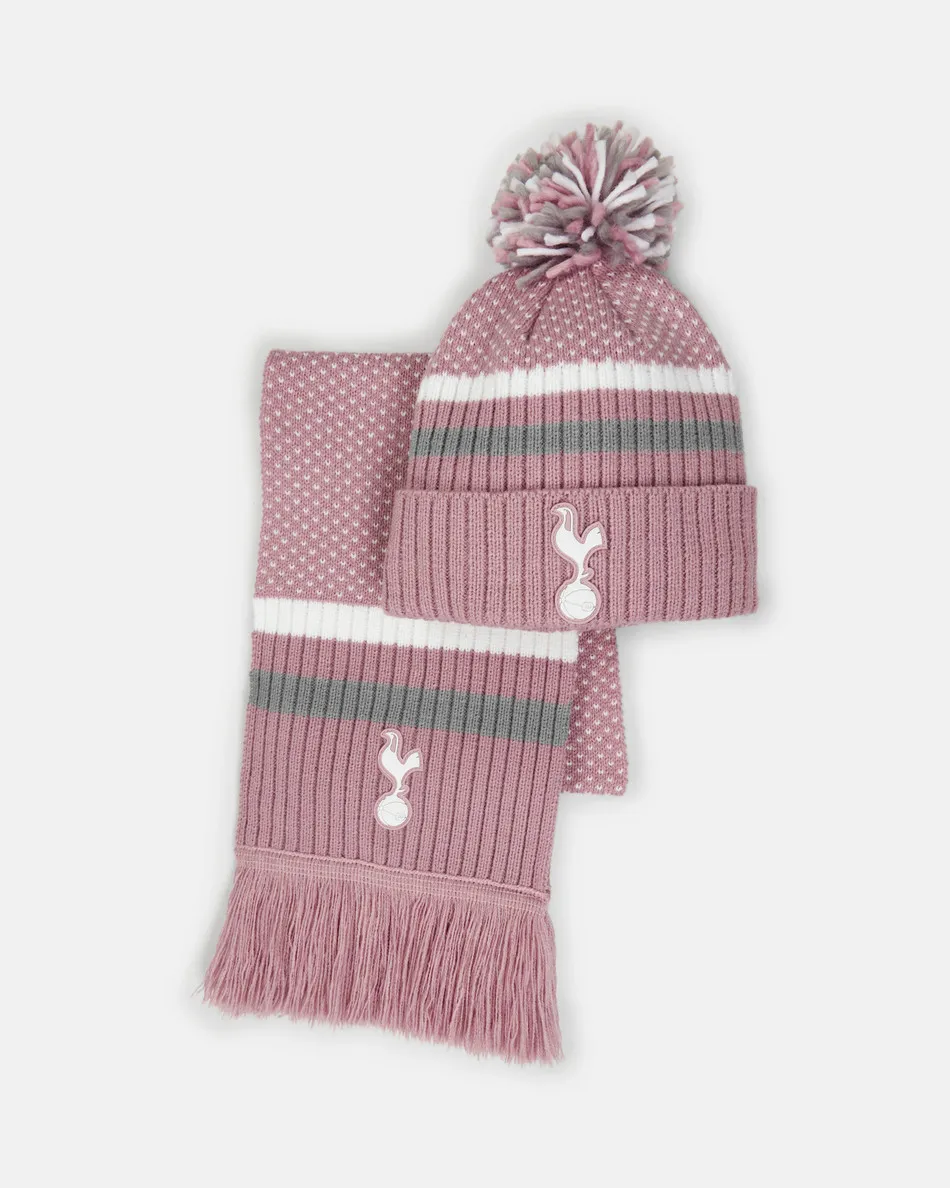 Spurs Kids Pink Hat Scarf 2 Pack Set