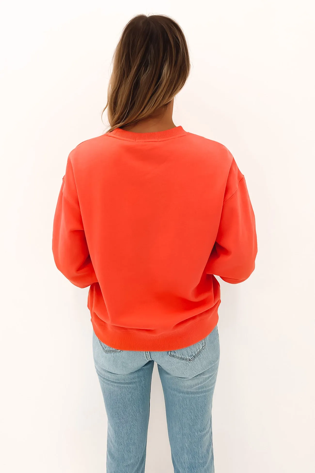 Stacked Text Sweater Washed Coral