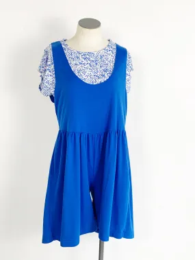 STEFANO Cotton Blend Romper - Blue and White