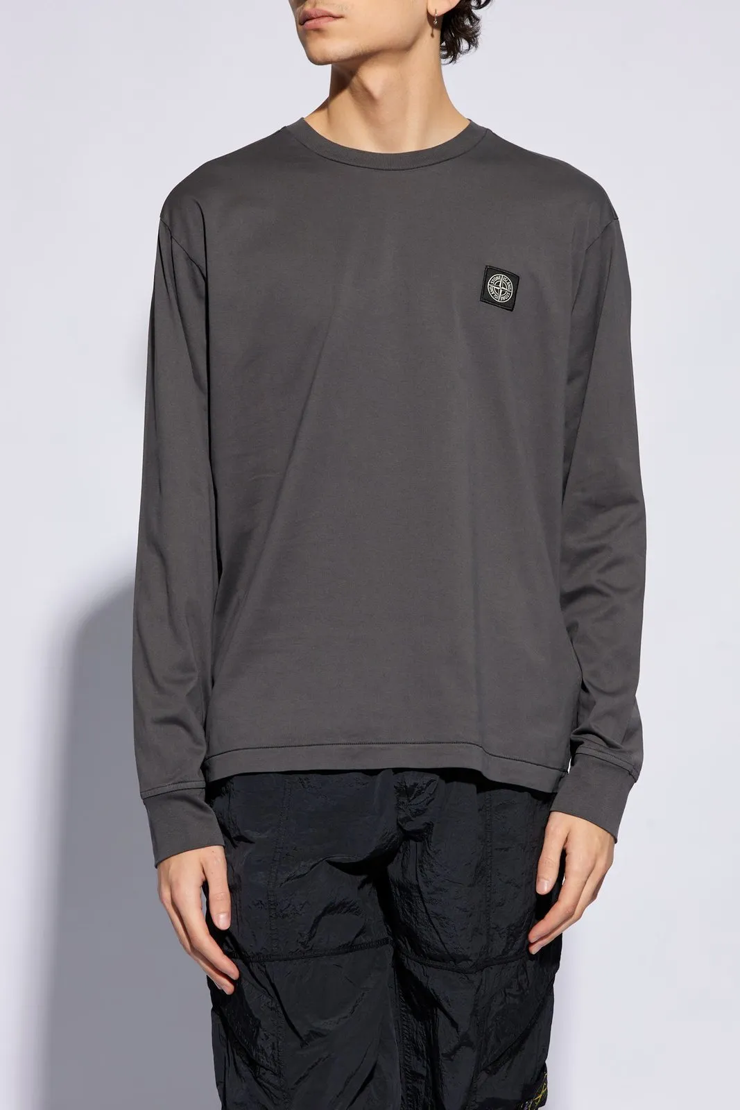 Stone Island Cotton Long Sleeve T-shirt with Logo