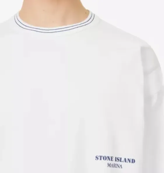 STONE ISLAND Long Sleeves Plain Cotton Long Sleeve T-shirt with Logo