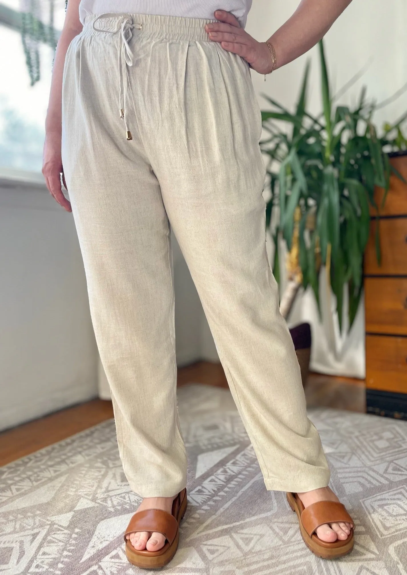 Straight Leg Linen Trousers