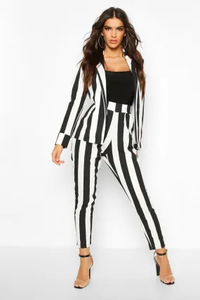 Stripe Longline Blazer & Skinny Pants Two-Piece