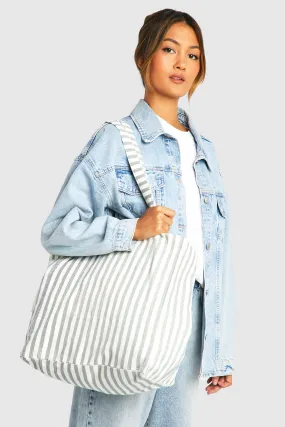 Striped Canvas Tote Bag