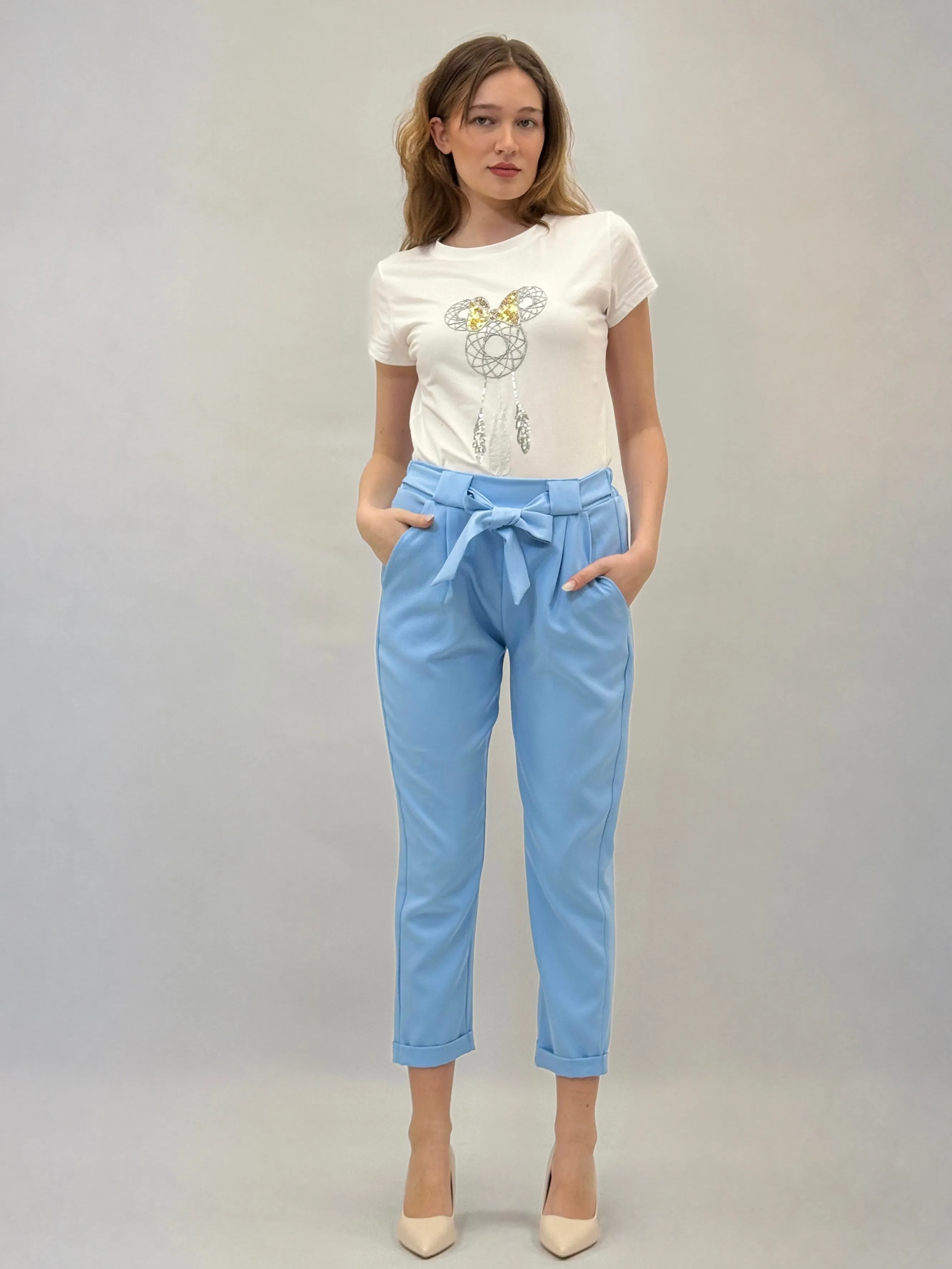 Stylish trousers with bow