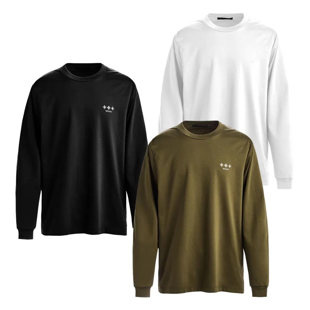 TATRAS | Plain Cotton Long Sleeve T-shirt with Logo