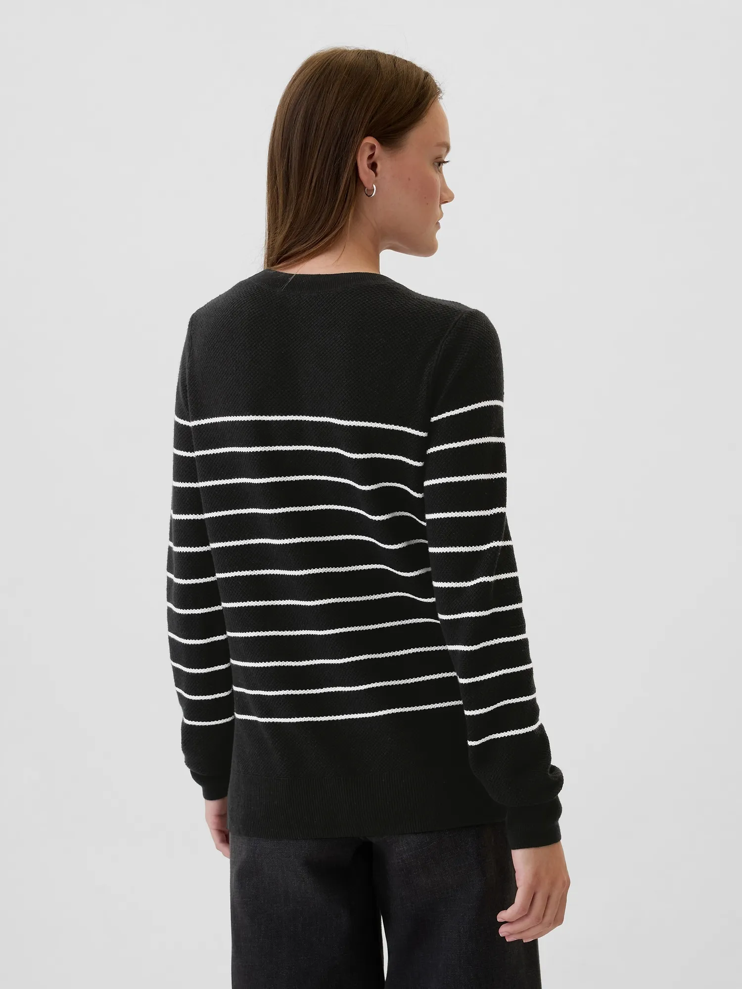 Textured Stripe Crewneck Sweater