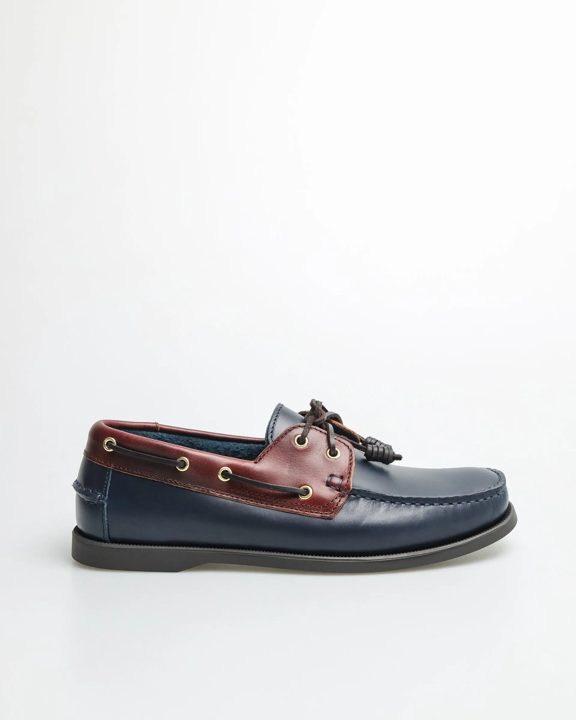 Tomaz C328 Men's Leather Boat Shoes Navy Wine