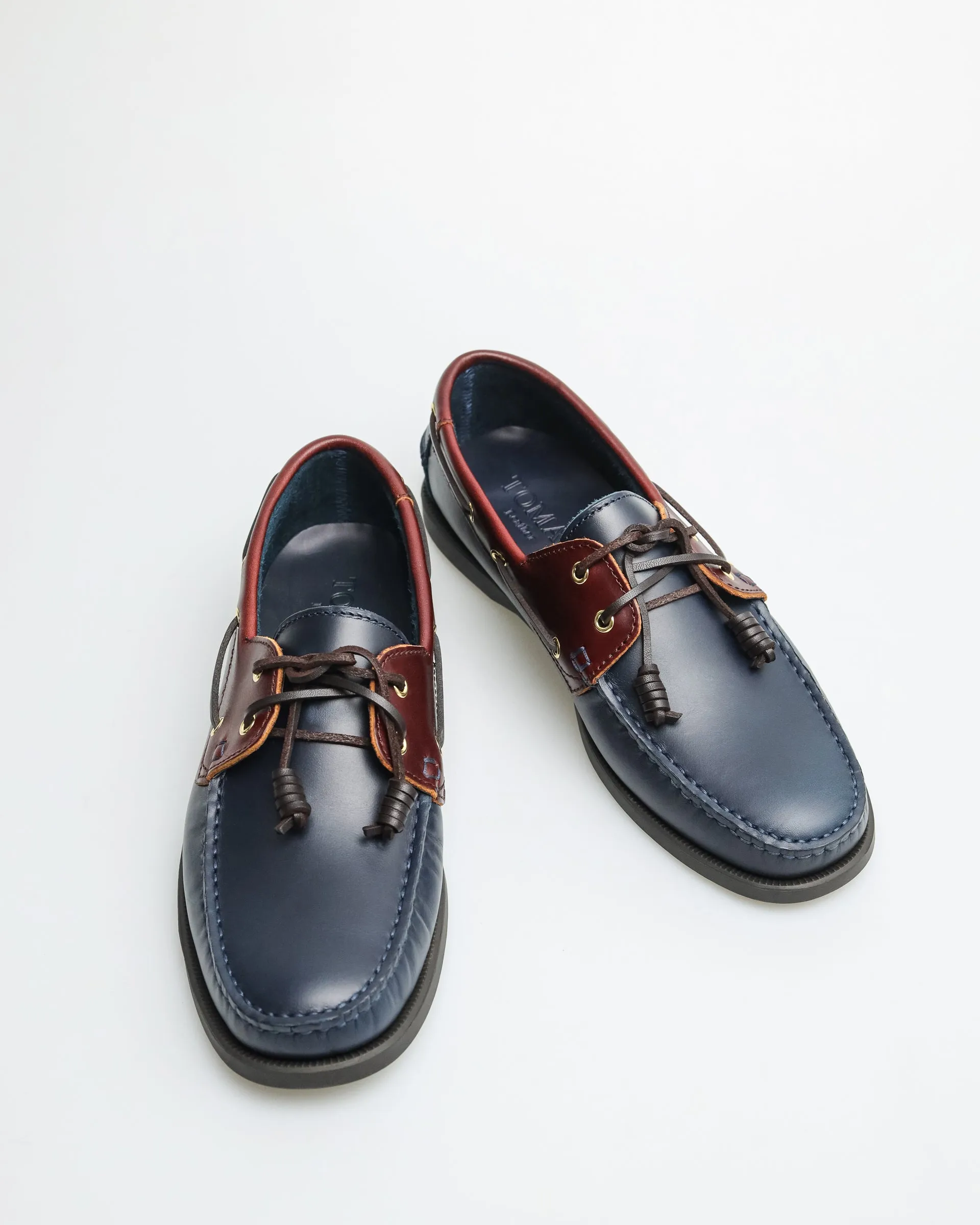 Tomaz C328 Men's Leather Boat Shoes Navy Wine