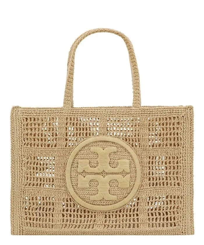 TORY BURCH Women's Ella Large Hand-Crocheted Tote Bag in Tan for SS24