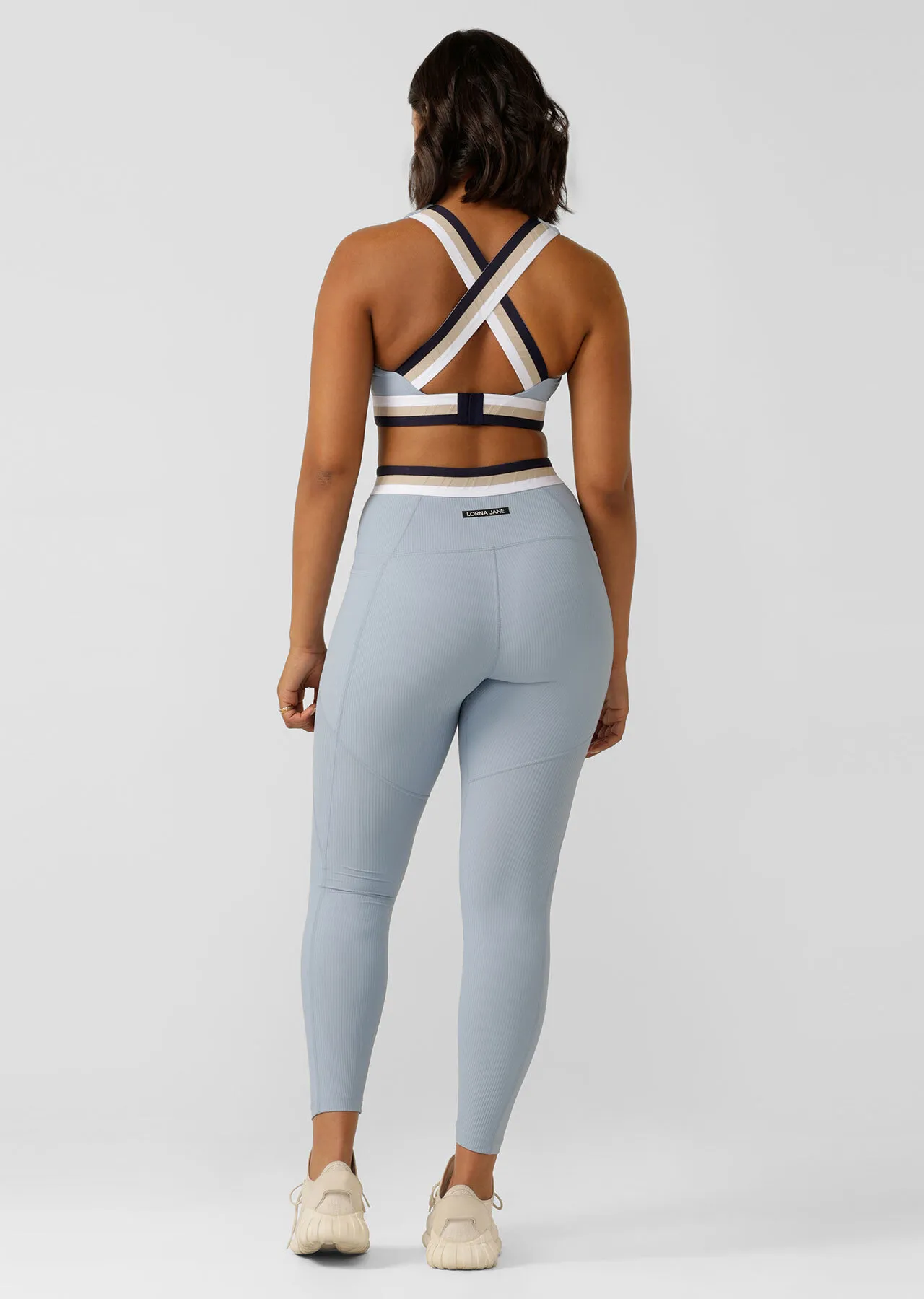 Transform Rib Booty Ankle Biter Leggings | Blue | Tights and Leggings | Lorna Jane New Zealand