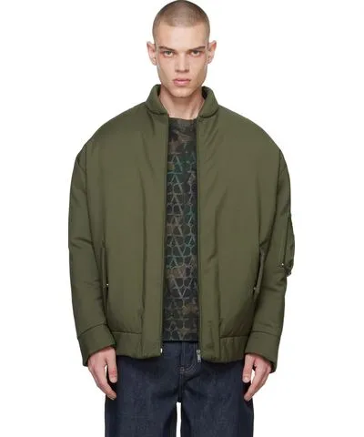 Valentino Khaki Oversized Down Bomber Jacket