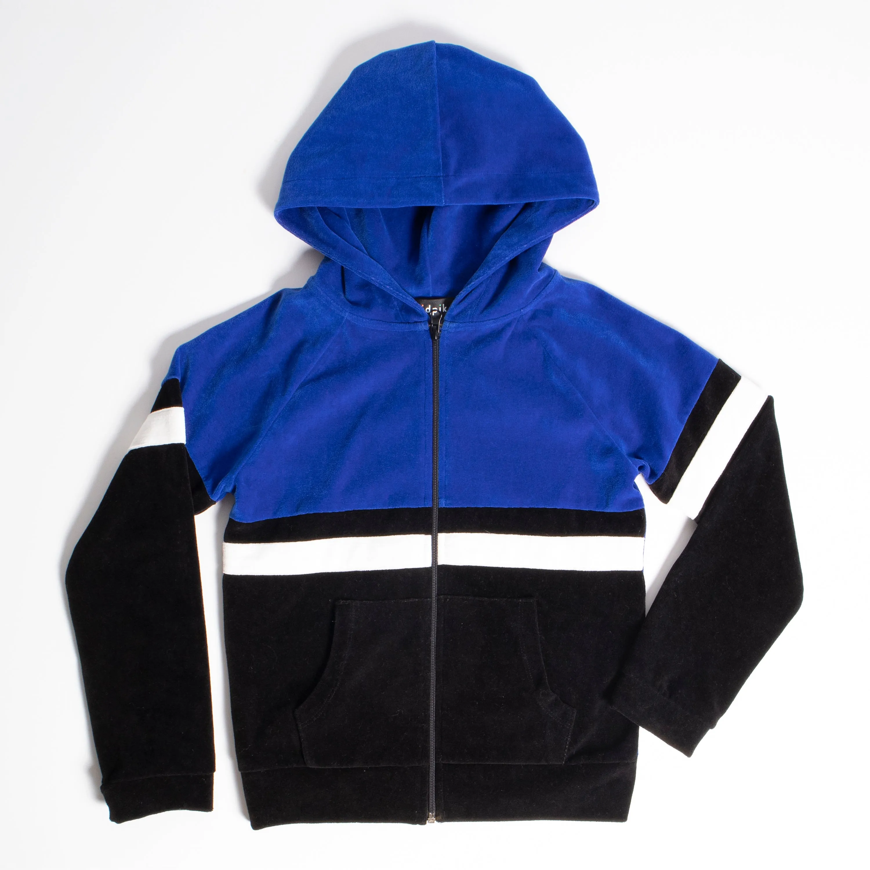 Velour Color Block Zip Hoodie