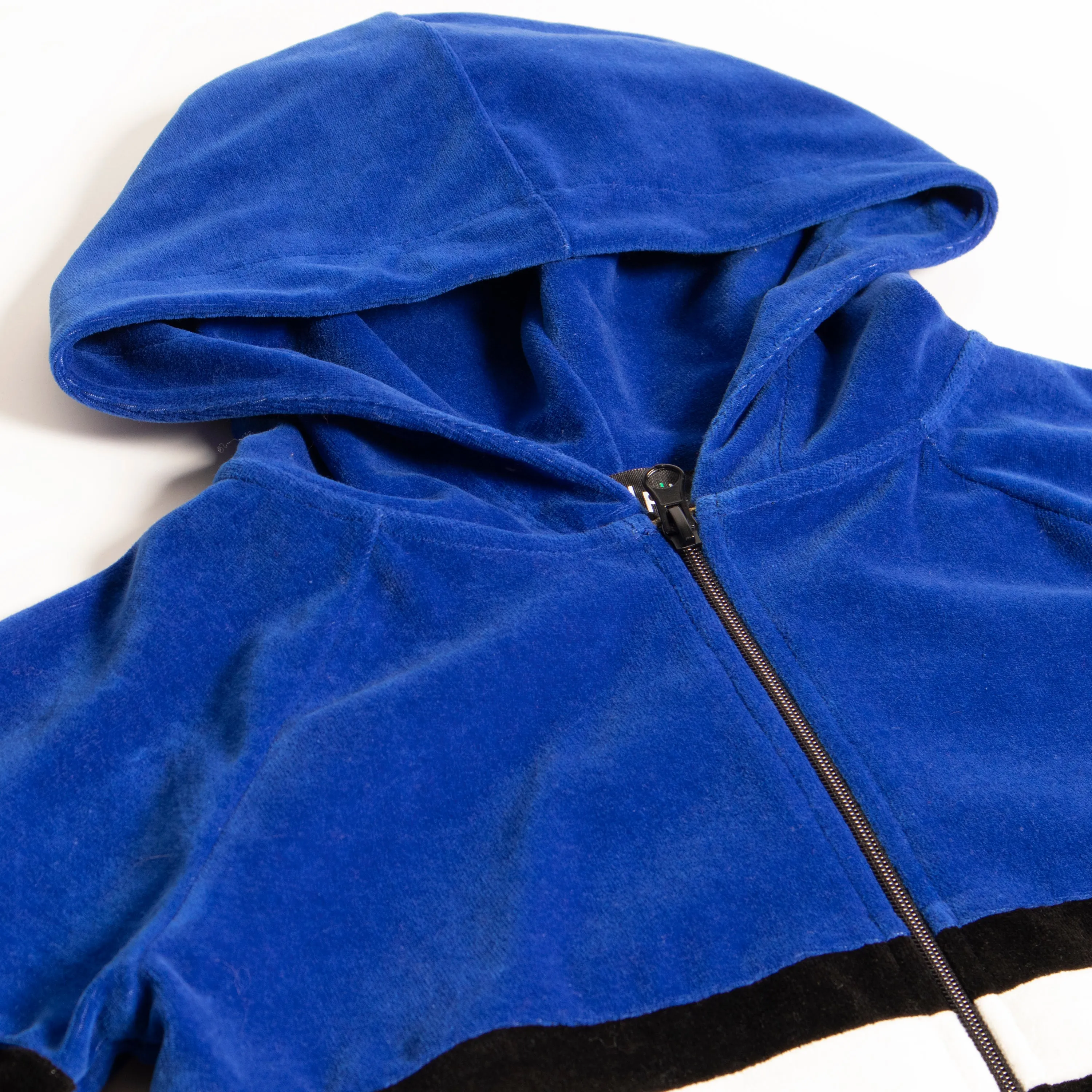 Velour Color Block Zip Hoodie