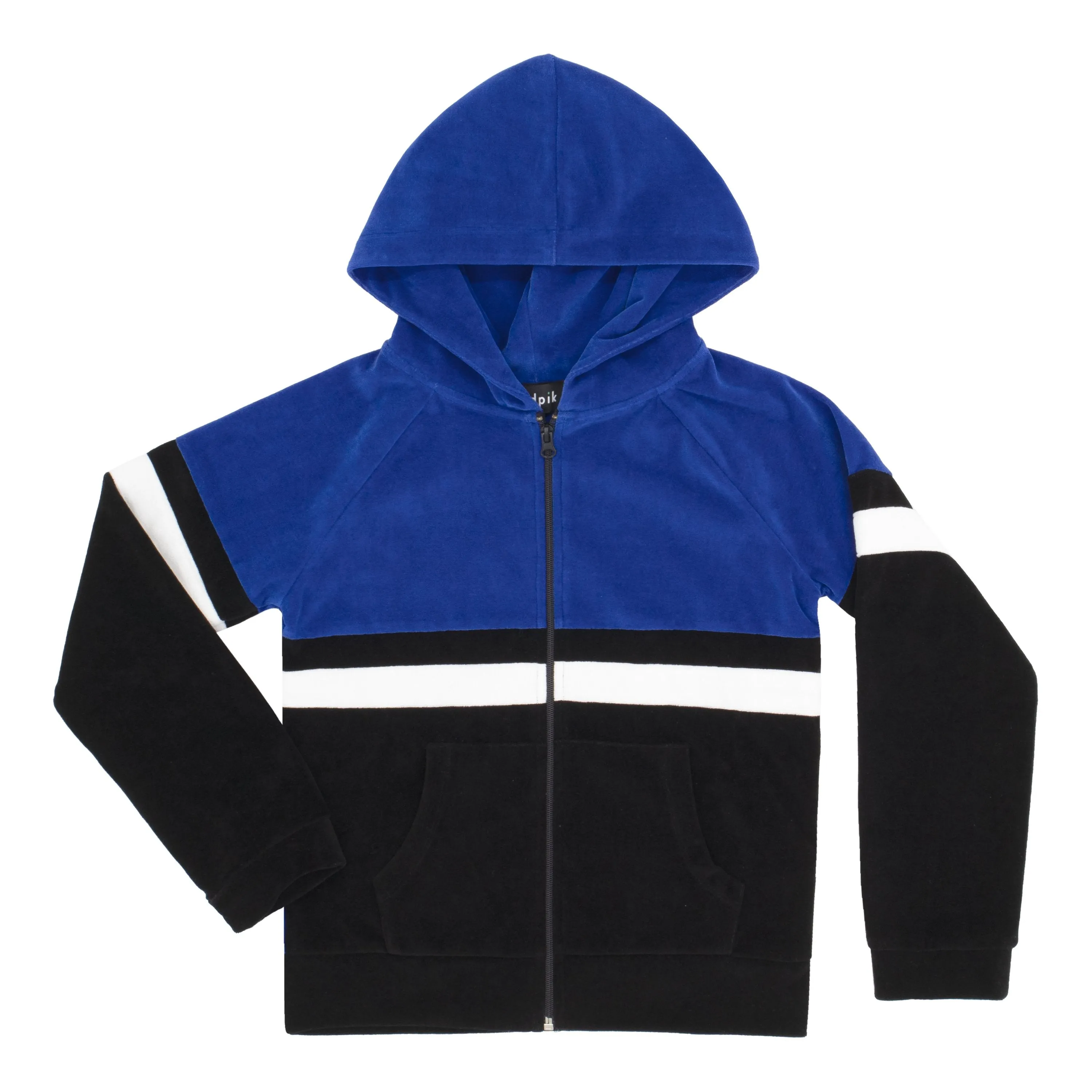 Velour Color Block Zip Hoodie