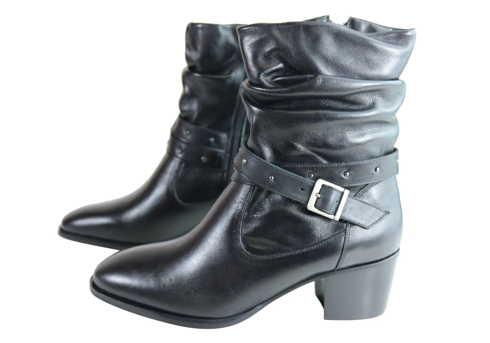 Villione Erin Womens Comfortable Leather Ankle Boots Made In Brazil