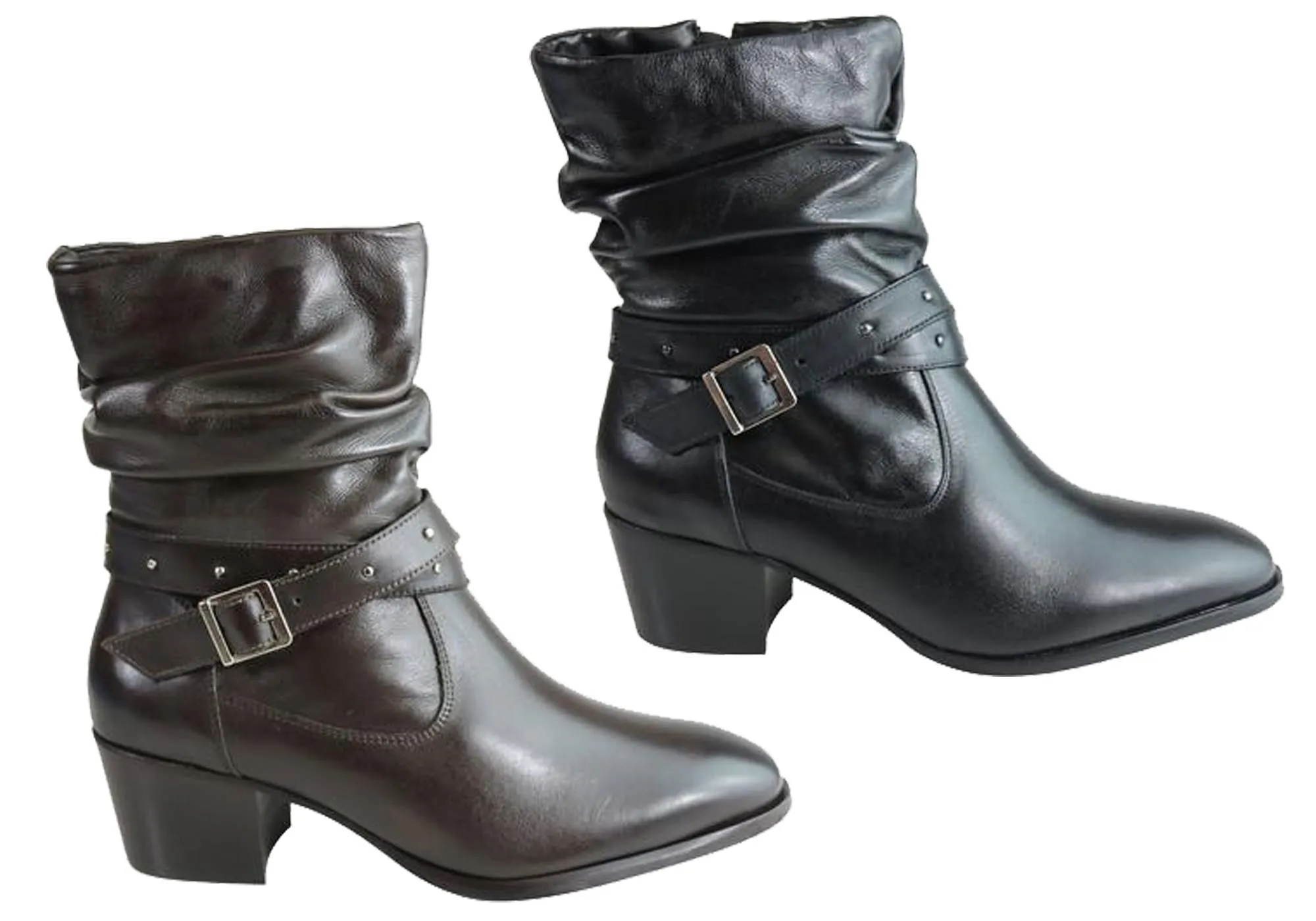 Villione Erin Womens Comfortable Leather Ankle Boots Made In Brazil