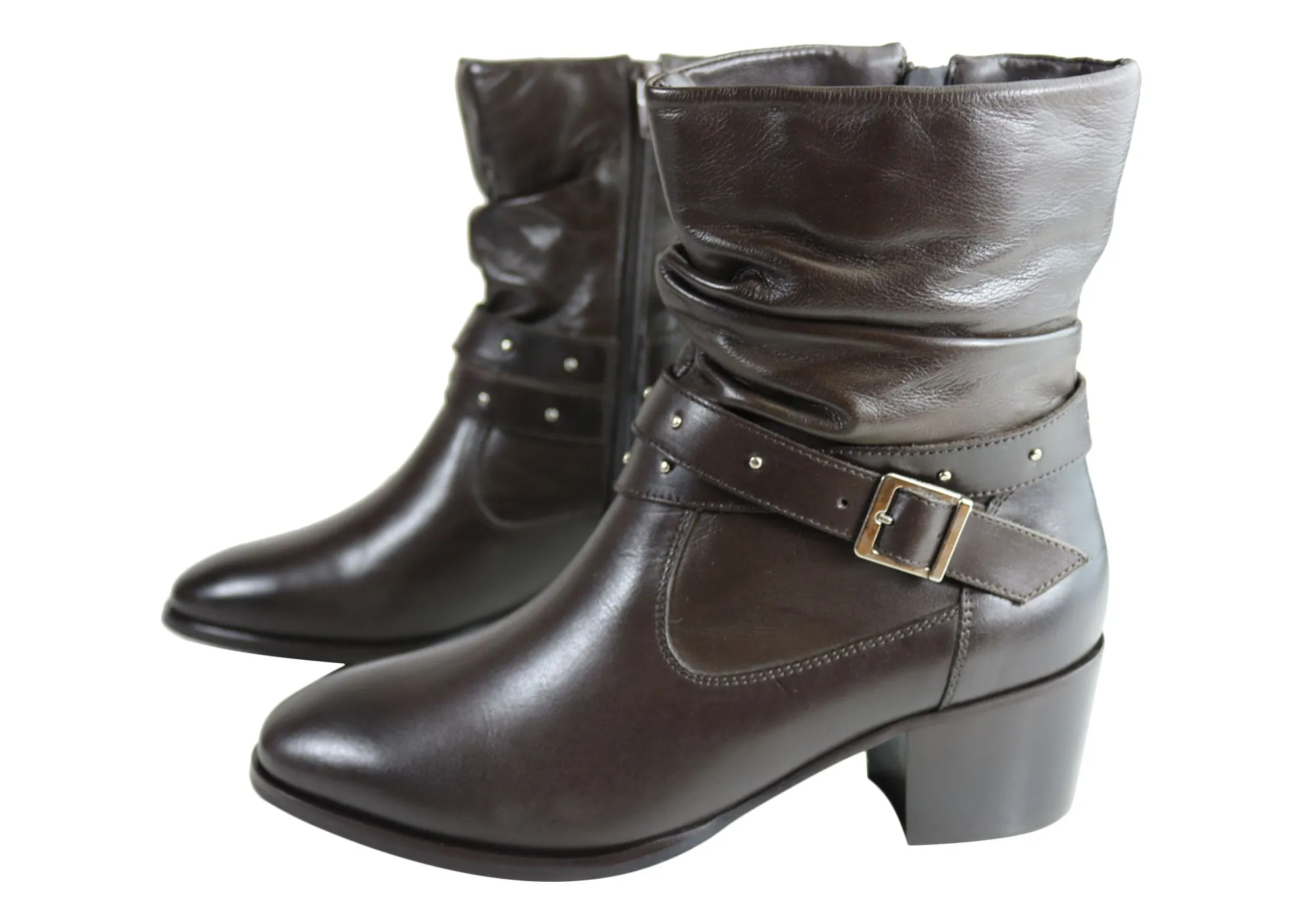 Villione Erin Womens Comfortable Leather Ankle Boots Made In Brazil