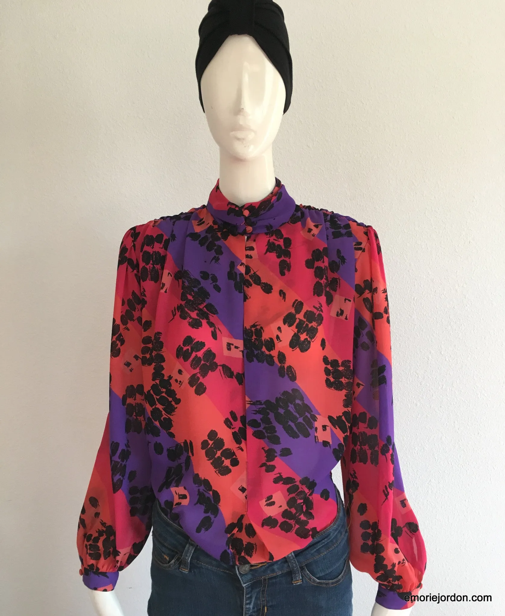 Vintage Abstract Print Blouse