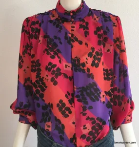 Vintage Abstract Print Blouse