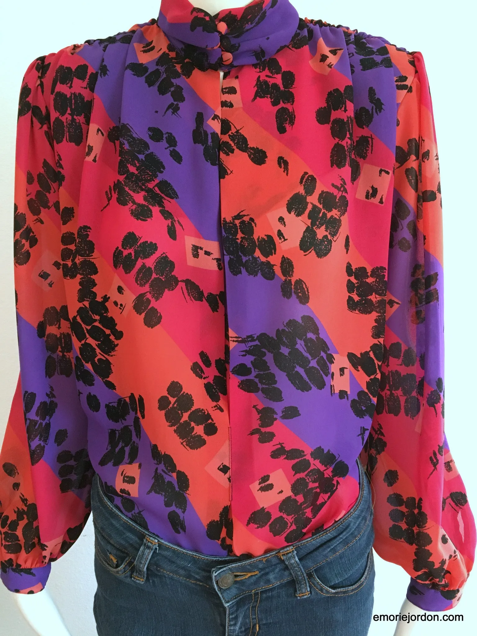 Vintage Abstract Print Blouse