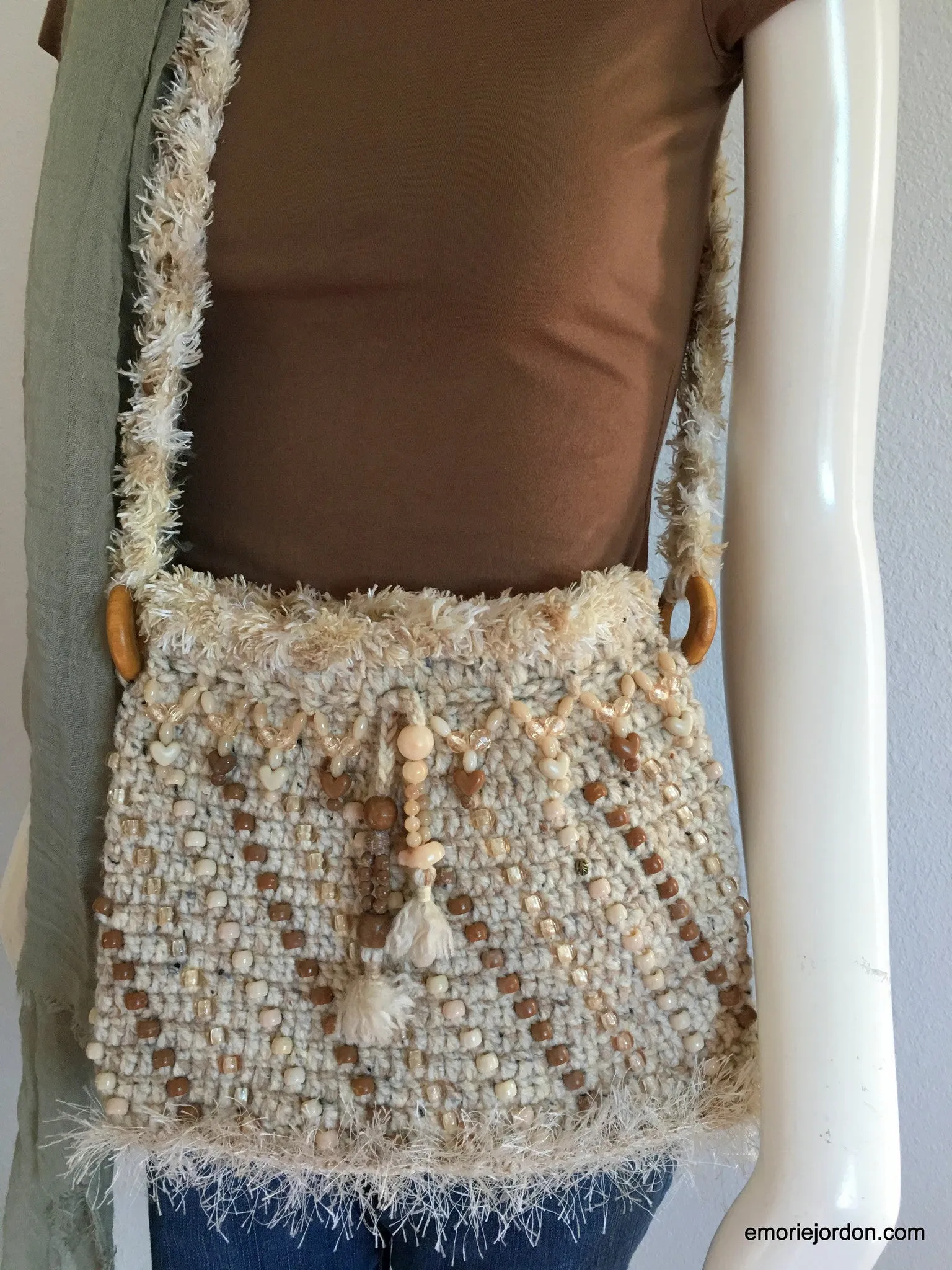 Vintage Beaded Knit Crossbody Bag