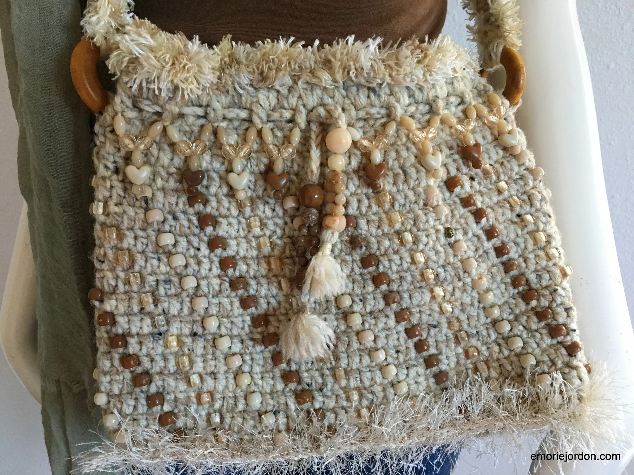 Vintage Beaded Knit Crossbody Bag