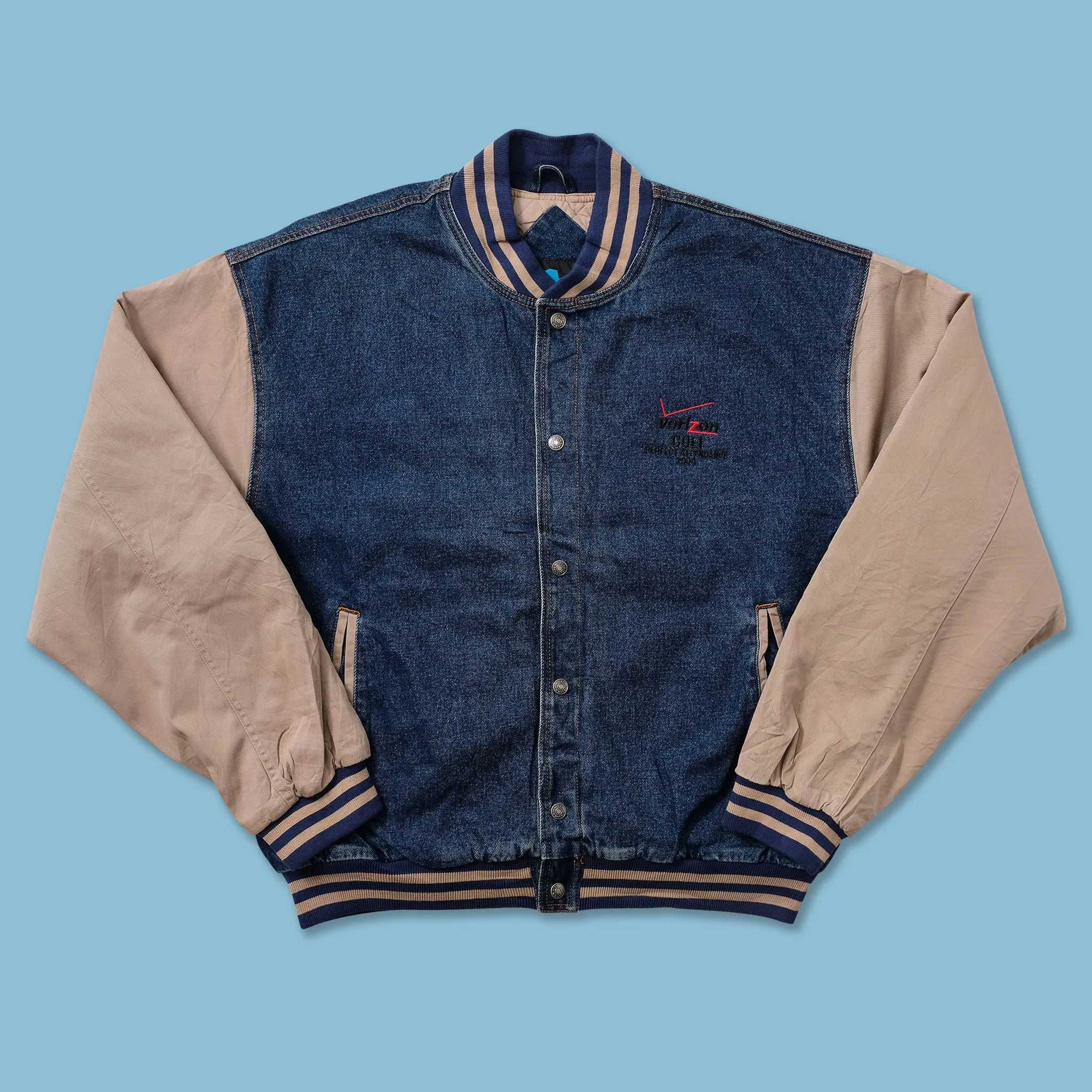 Vintage Denim Varsity Jacket Large