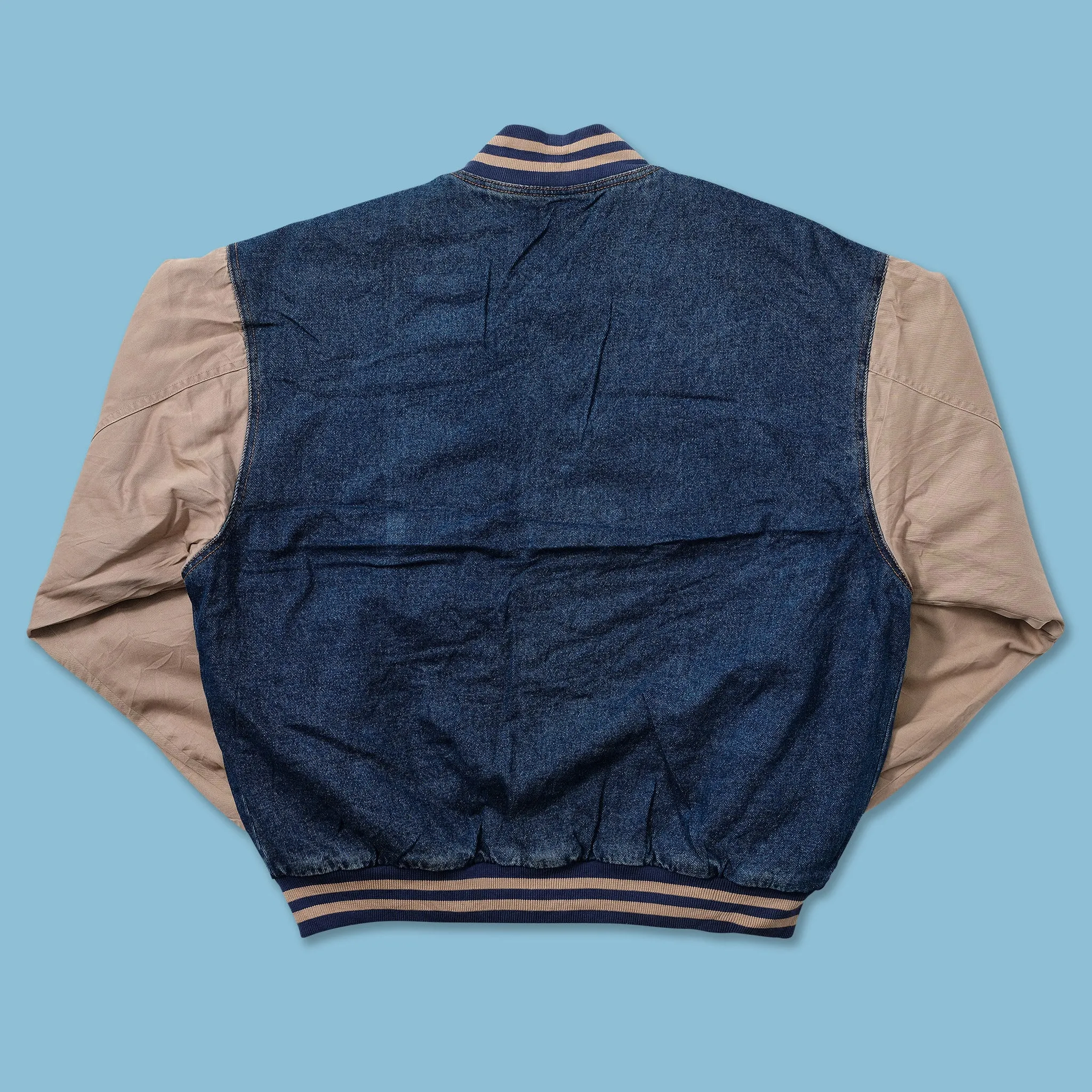 Vintage Denim Varsity Jacket Large