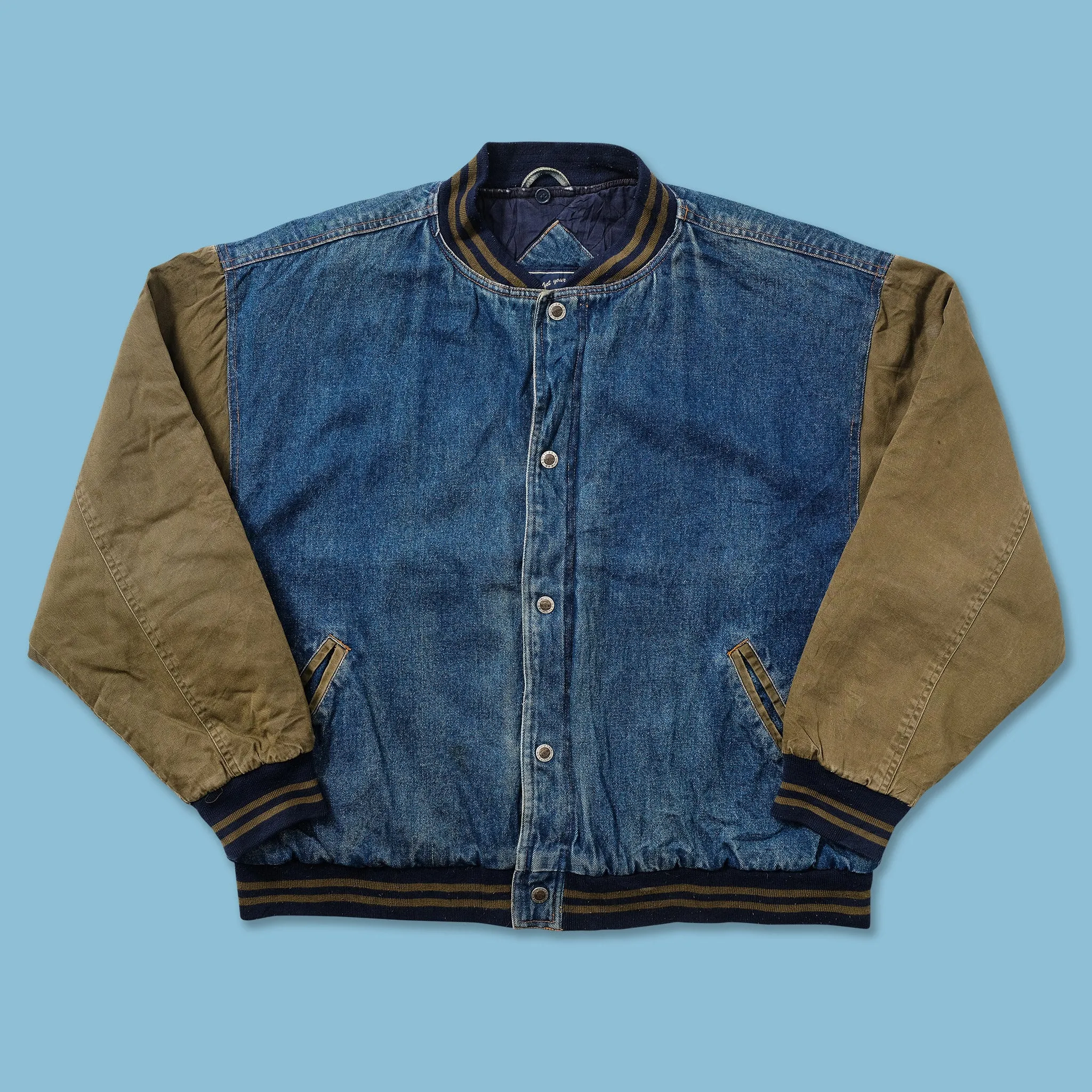 Vintage Denim Varsity Jacket XLarge