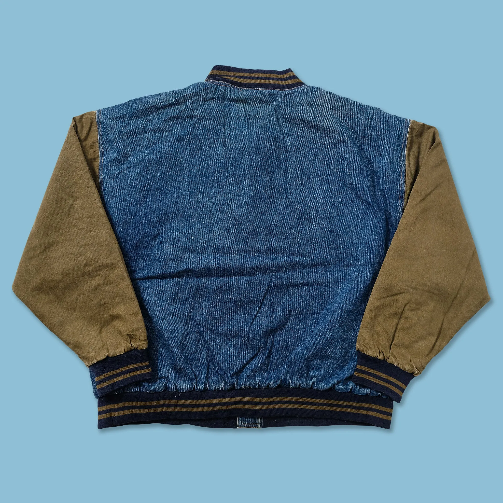 Vintage Denim Varsity Jacket XLarge