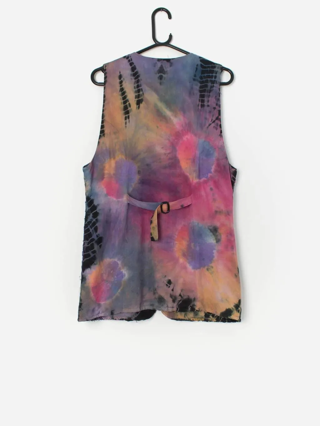 Vintage tie dye longline waistcoat with mirror work – Small