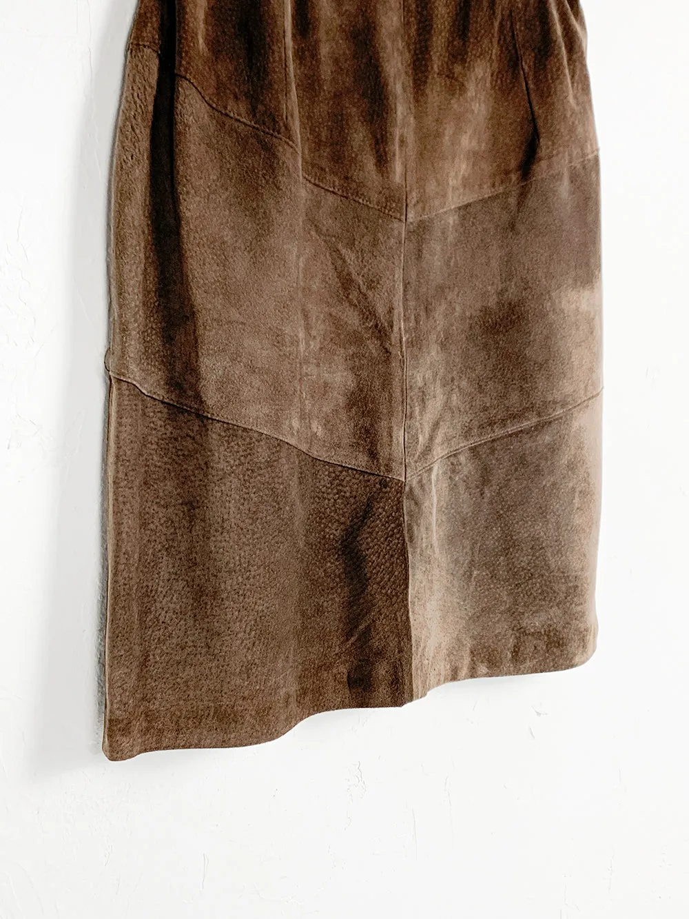 West Bay Suede Patchwork Pencil Skirt - Chocolate Color