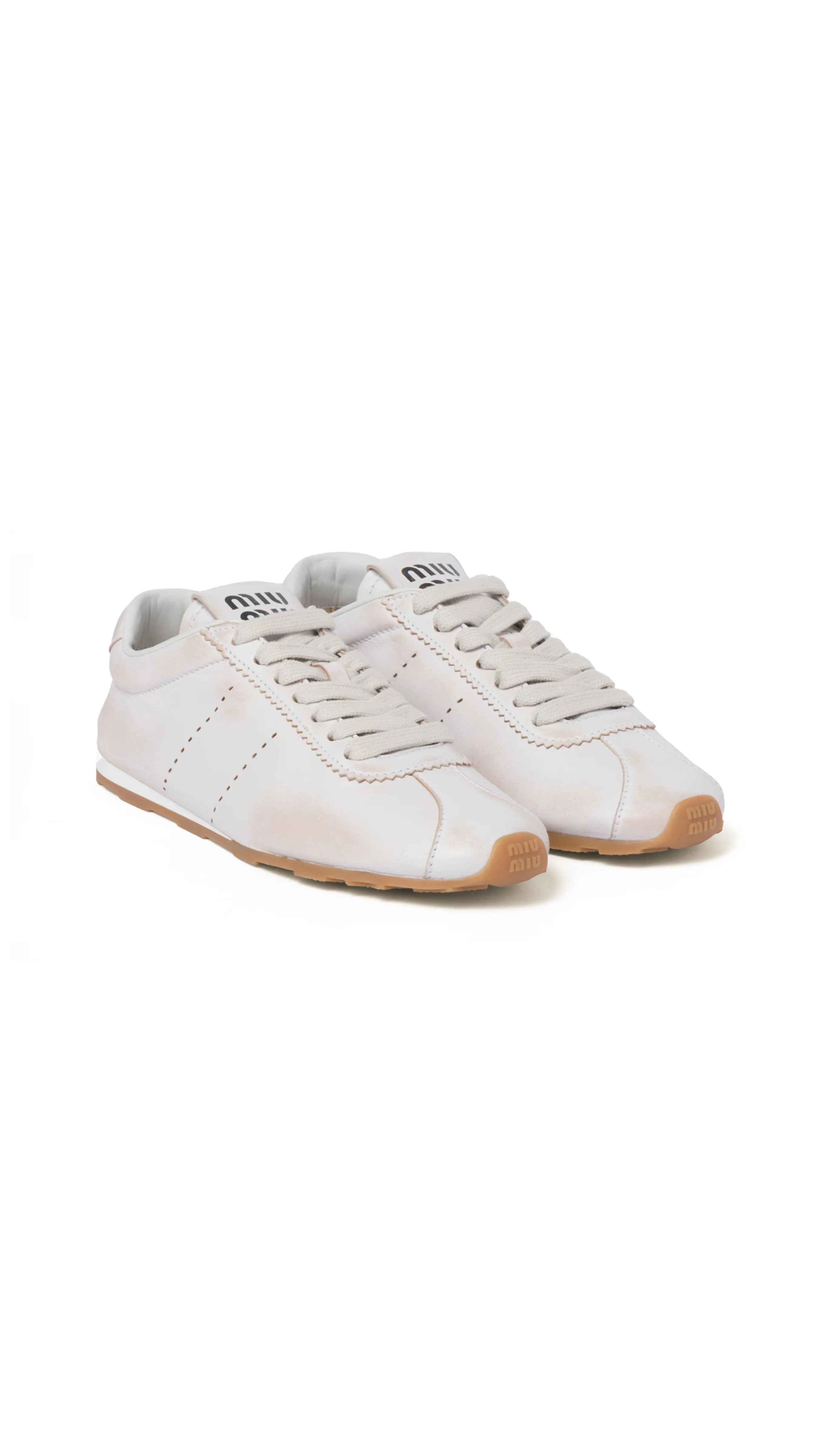 White Bleached Nappa Leather Sneakers