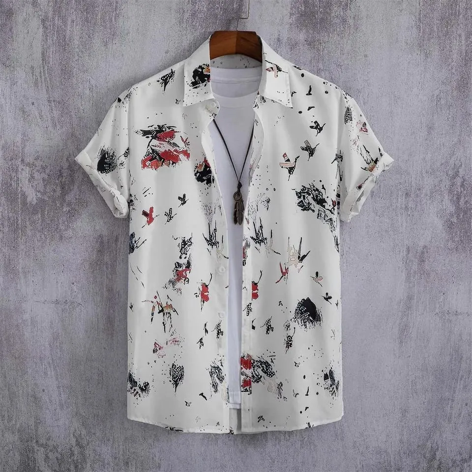 White Collar Printed Shirt for Men - X1597175