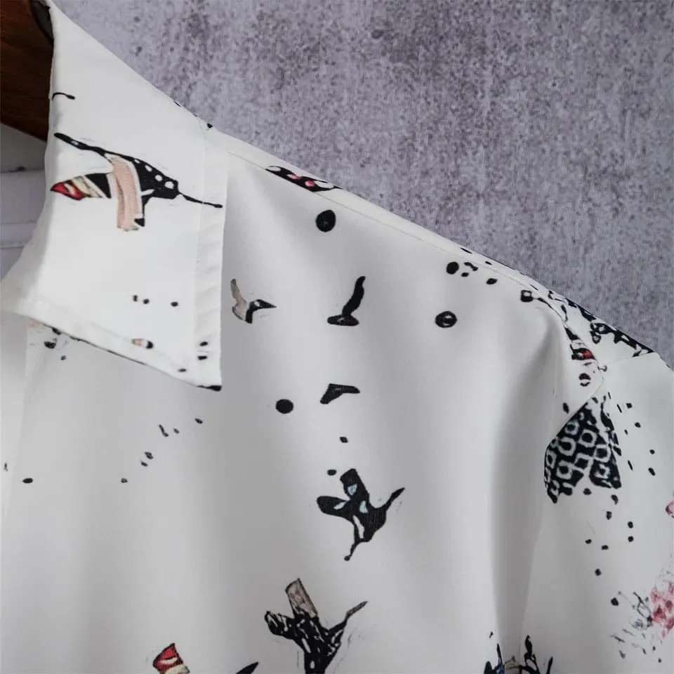 White Collar Printed Shirt for Men - X1597175