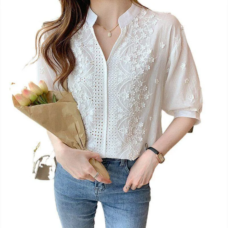 White embroidered blouse