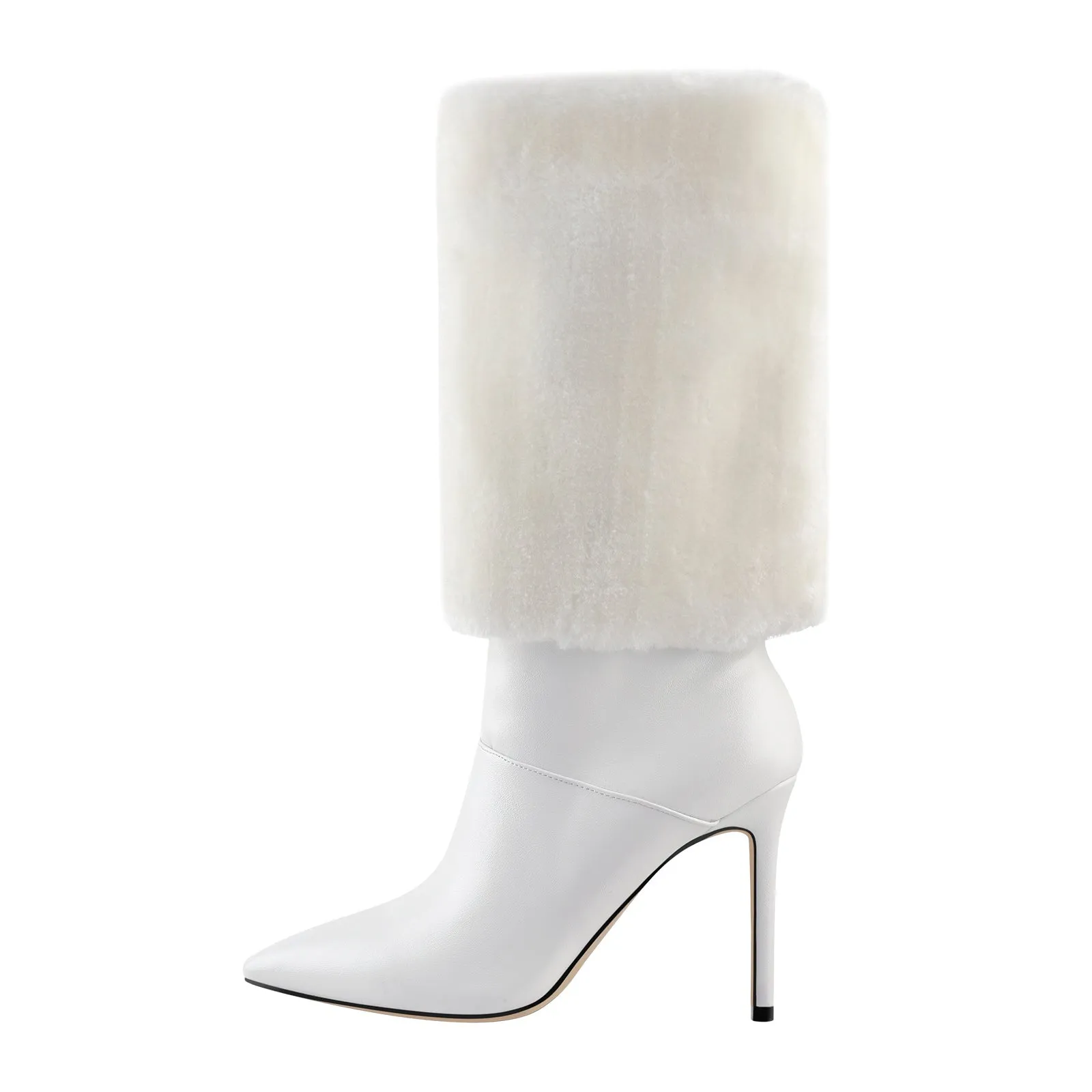 White Pointed Toe Stiletto Boots