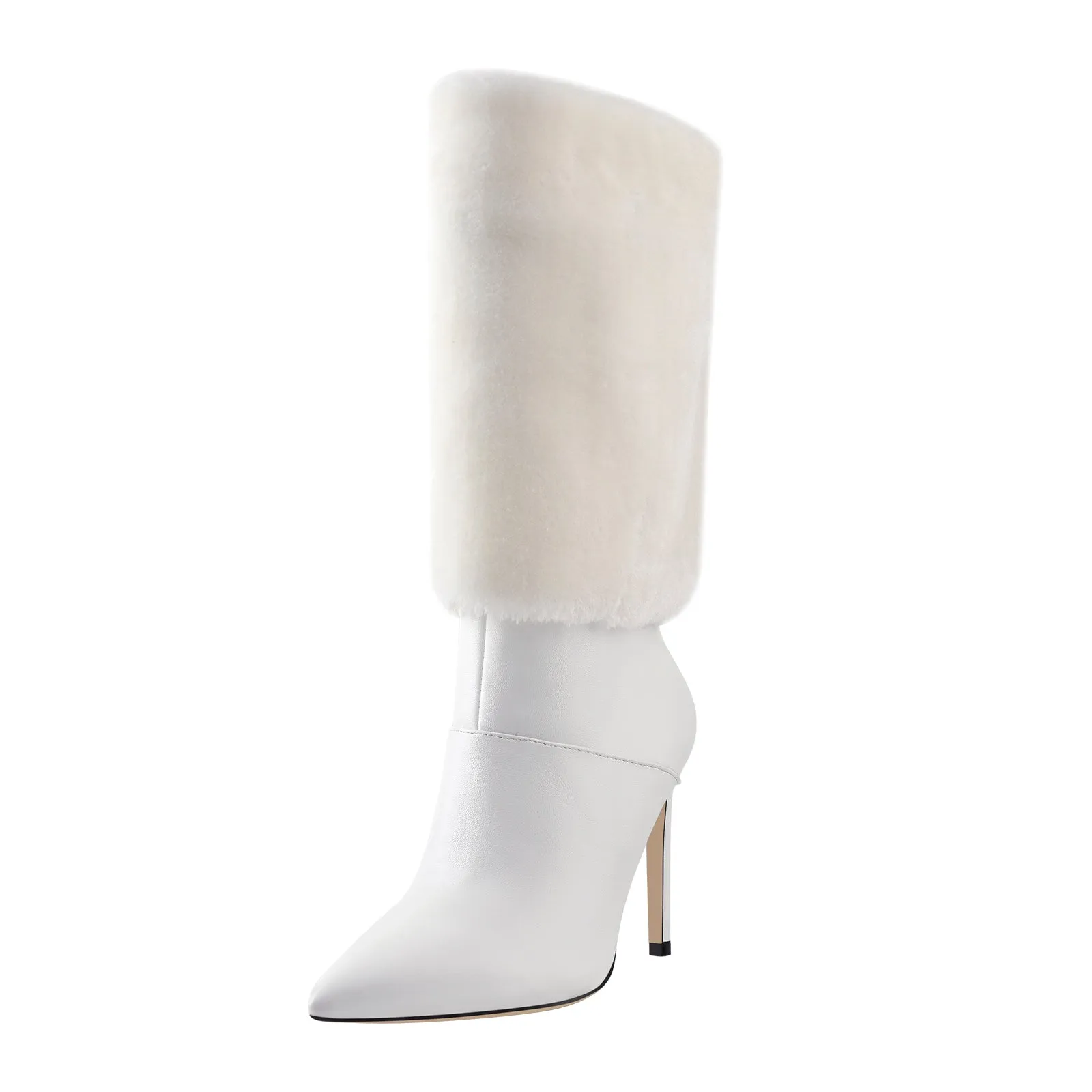 White Pointed Toe Stiletto Boots