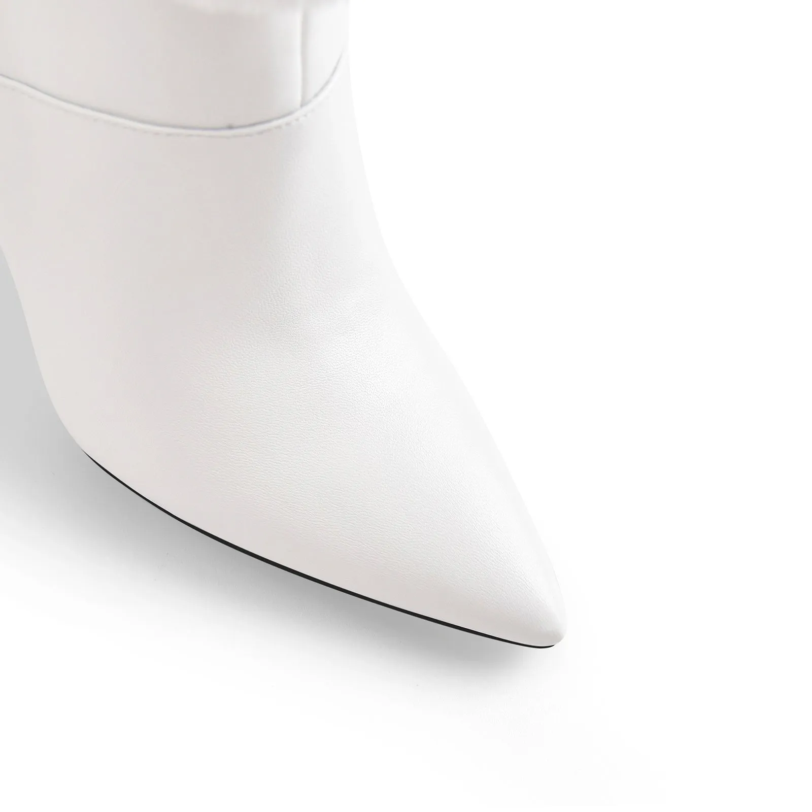 White Pointed Toe Stiletto Boots