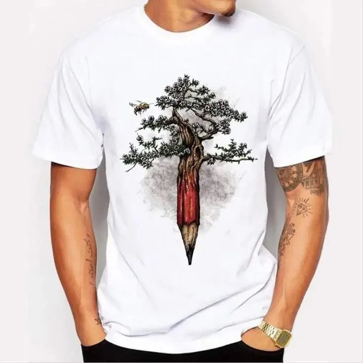 White Printed T-Shirt for Men - S4540229