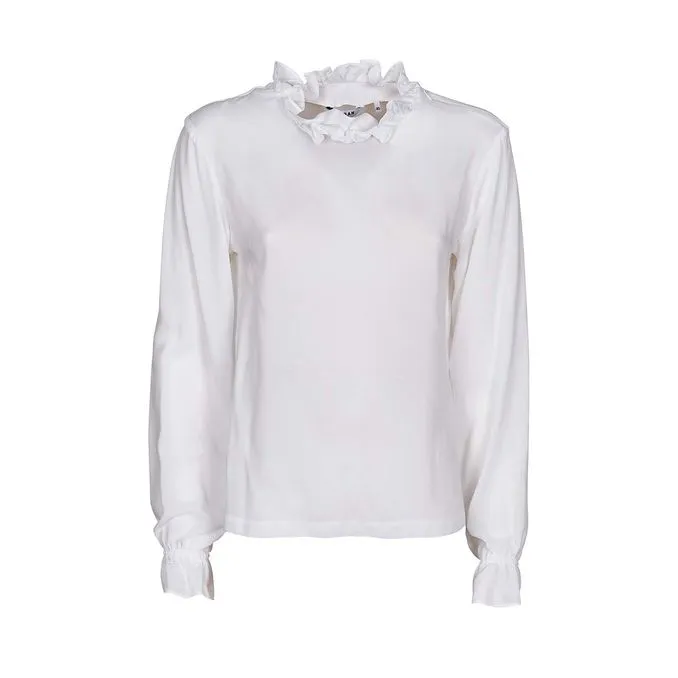 White Ruched Blouse for Women