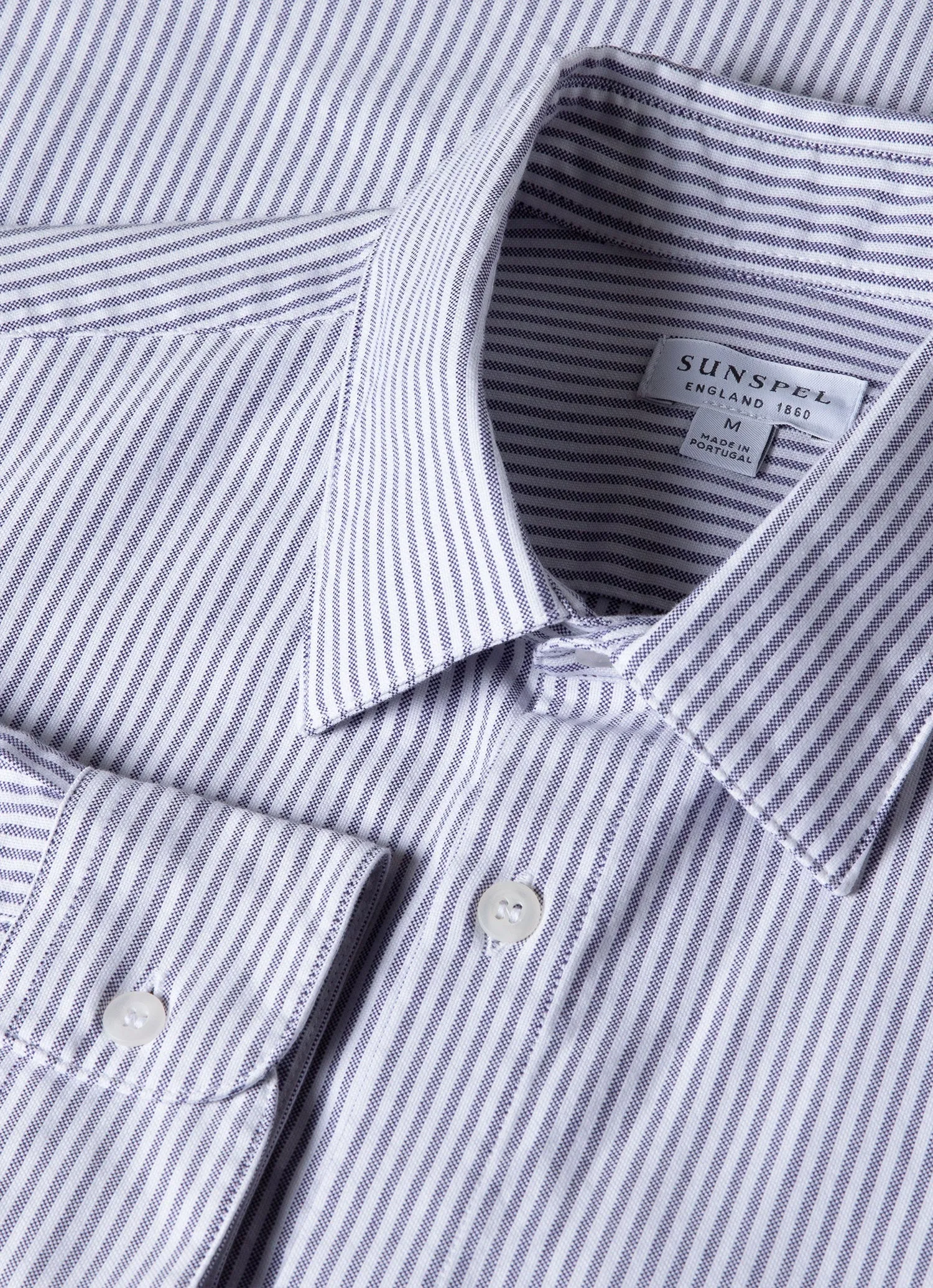 White/Navy Oxford Stripe Men's Oxford Shirt