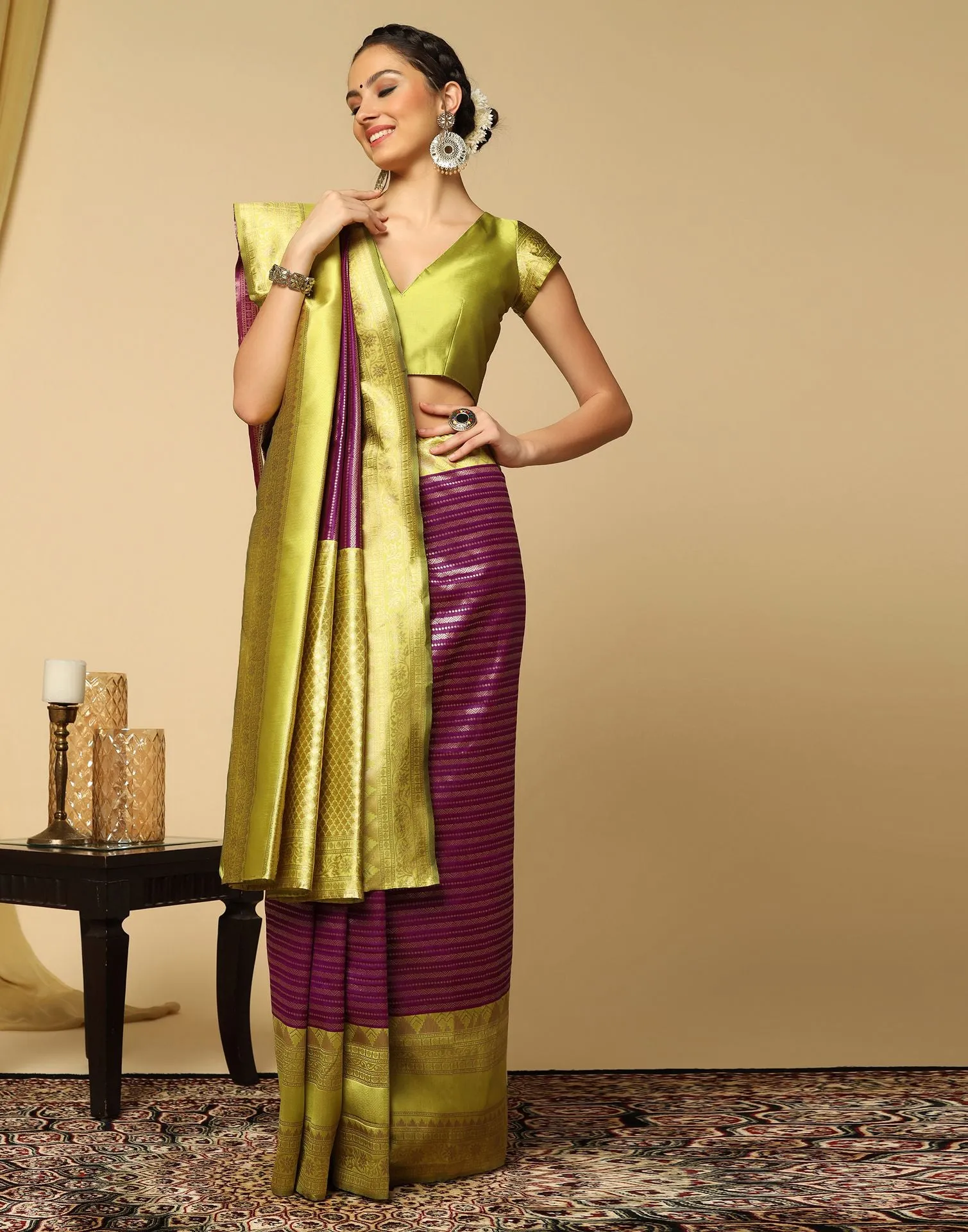 Wine Silk Saree