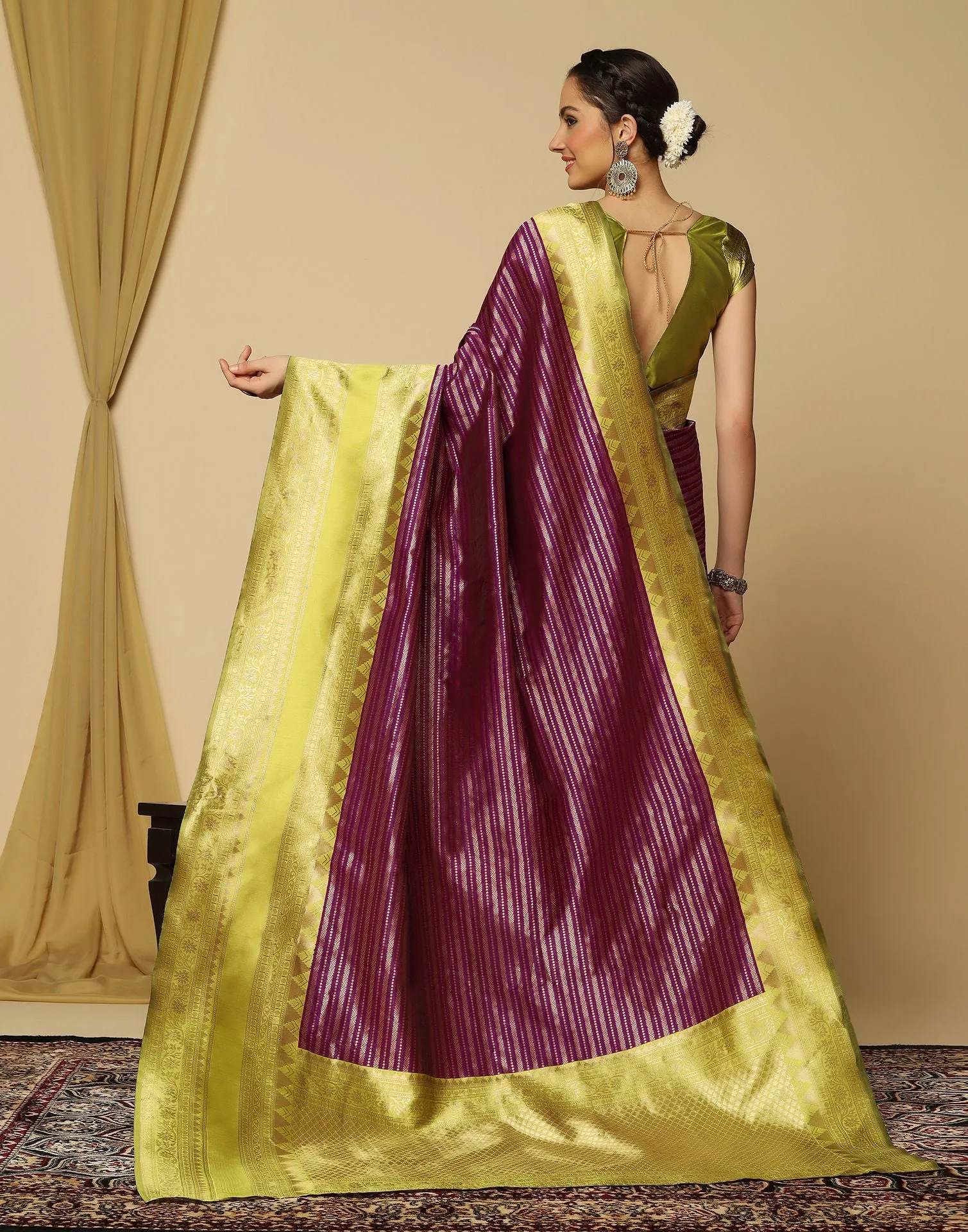 Wine Silk Saree