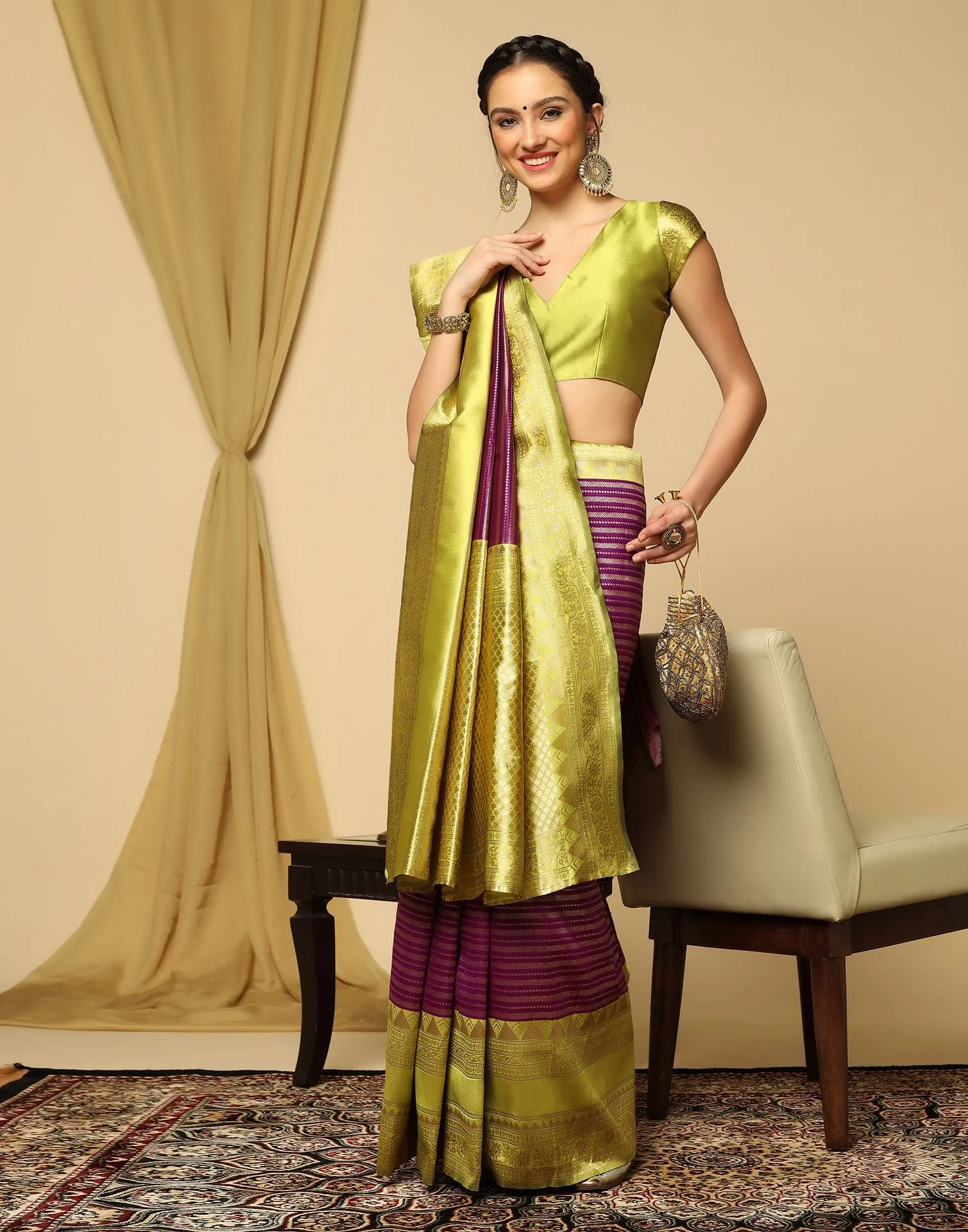 Wine Silk Saree