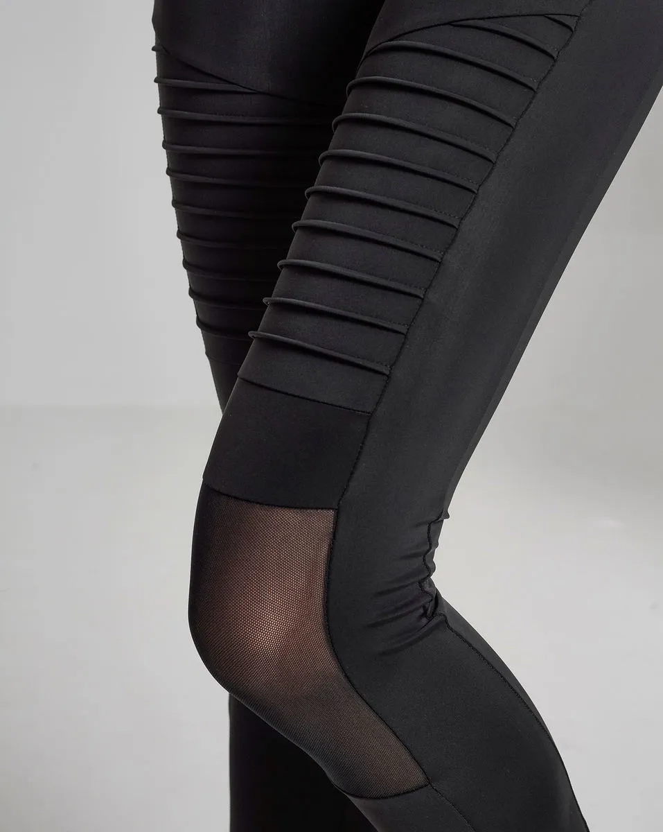 Women's trousers (leggings) urban CLASSICS - Tech Mesh Biker Leggings - black - TB2034  -  Metal-shop