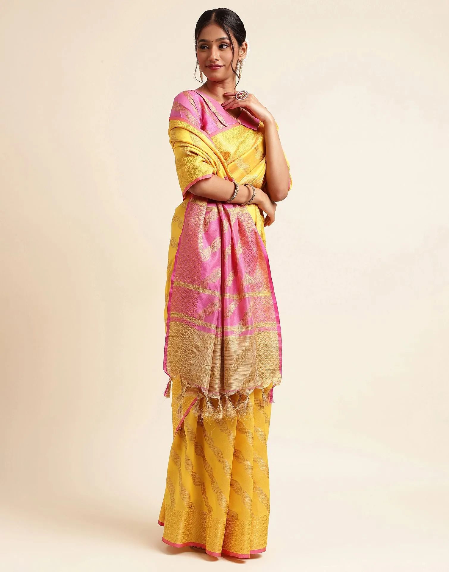 Yellow Silk Saree