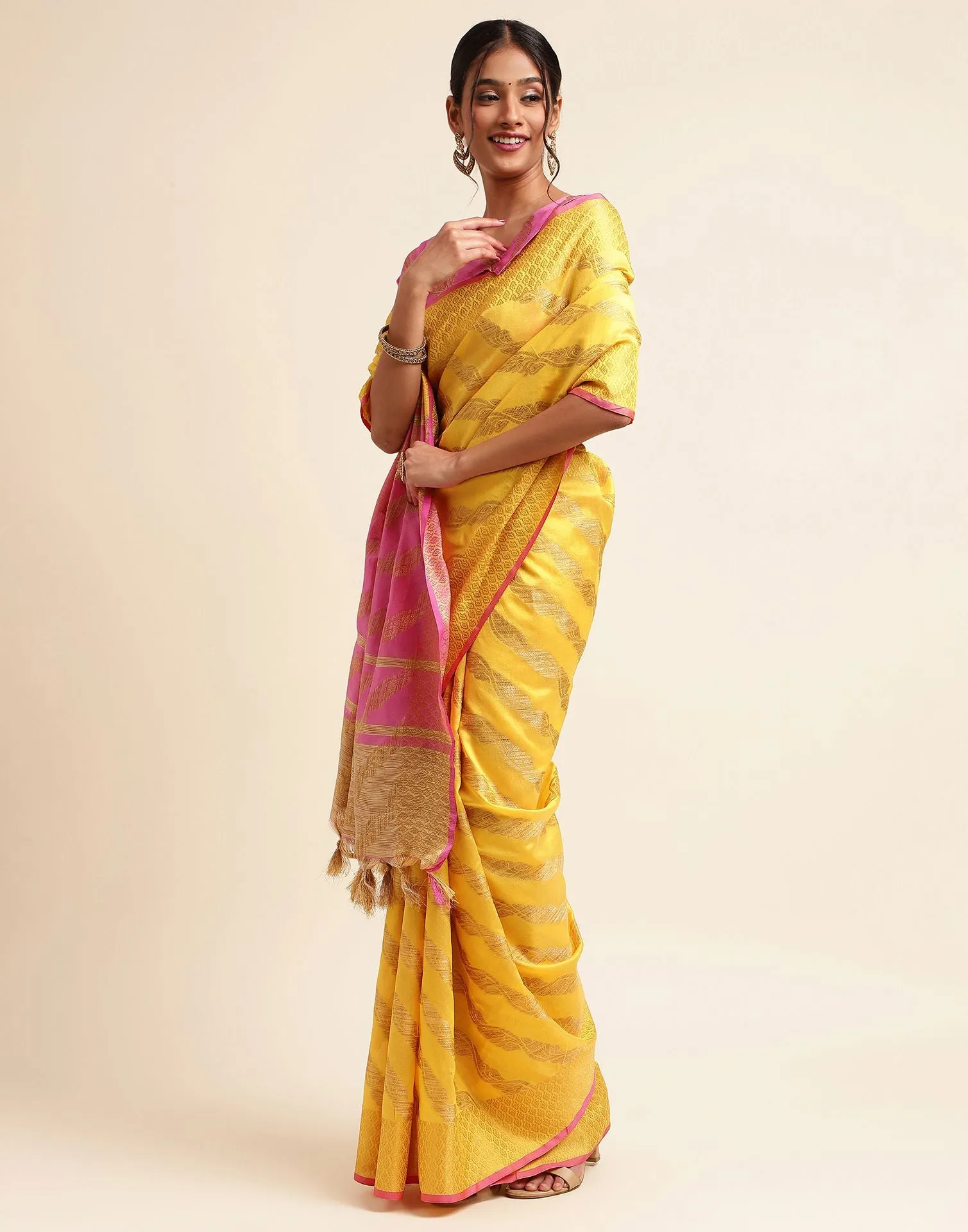 Yellow Silk Saree